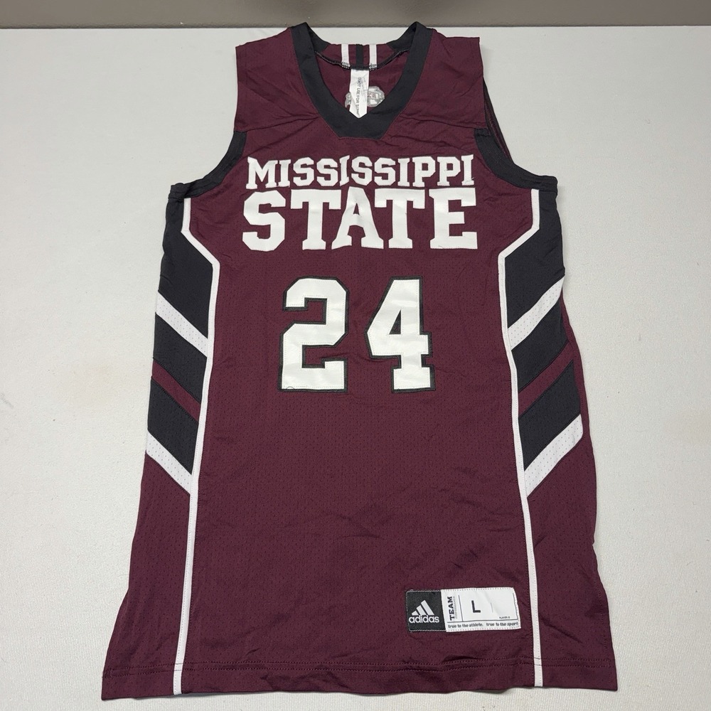 Adidas Mississippi State Men's Basketball Jersey #24 Sewn Patches Team Issue L